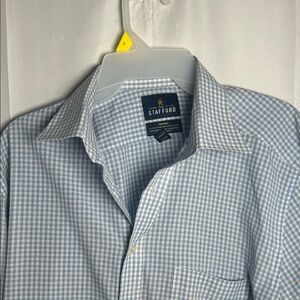 Stafford Light Blue and White Gingham Dress Shirt